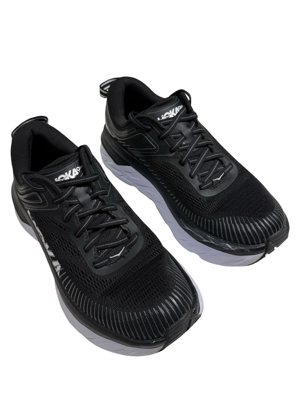 HOKA Bondi 7 Womens 6.5 Black White Running Walking Shoes Sneakers 1110519 BWHT
